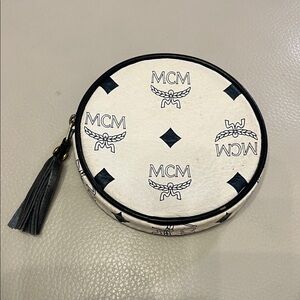 MCM Visetos Round Zip-up Coin/Jewelry Case with Tassel